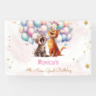 Meeuwende katten miauw-gical kinderen verjaardag spandoek