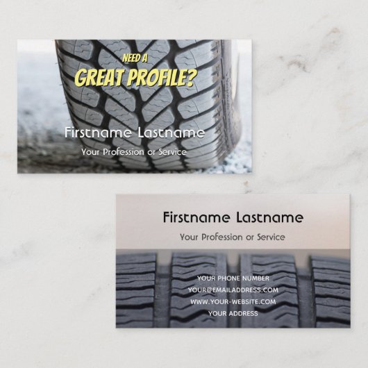 Mefnige tuning van bandenfitter en wielexpert visitekaartje (Voorkant / Achterkant)