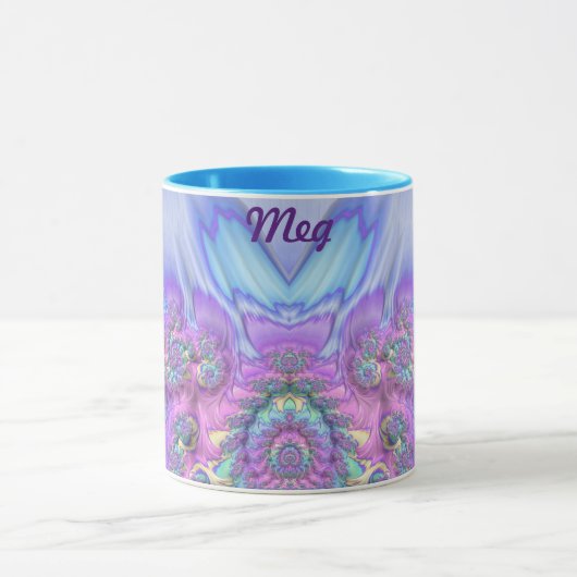 MEG ~ GLANZEND 3D Glanzend roze Paarse blauw Mok (Midden)