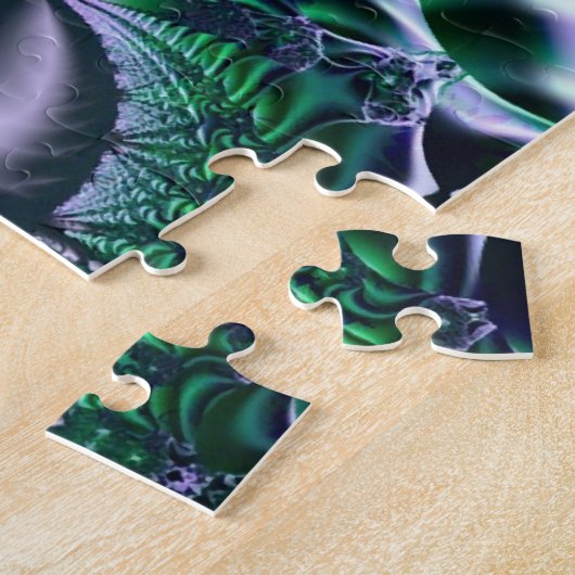 Meg | Groene en blauwe fractale kunst Legpuzzel (Zijkant)