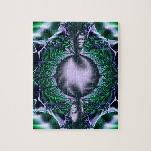Meg | Groene en blauwe fractale kunst Legpuzzel (Verticaal)