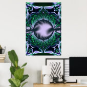 Meg | Groene en blauwe fractale kunst Poster (Thuiskantoor)
