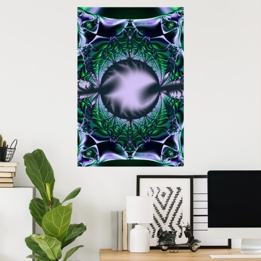 Meg | Groene en blauwe fractale kunst Poster (Thuiskantoor)