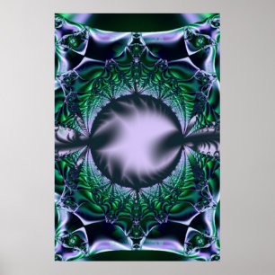 Meg   Groene en blauwe fractale kunst Poster