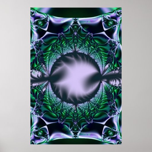 Meg | Groene en blauwe fractale kunst Poster (Voorkant)