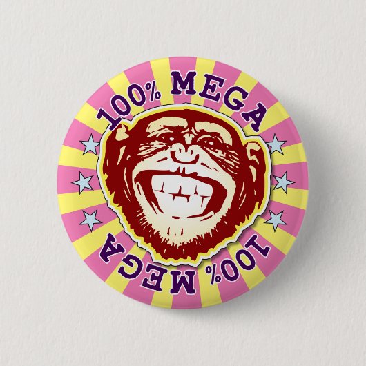 Mega 100% Funny Monkey Badge Ronde Button 5,7 Cm (Voorkant)