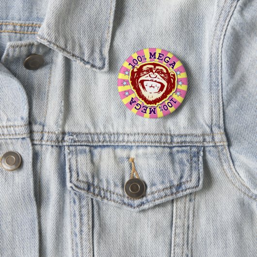 Mega 100% Funny Monkey Badge Ronde Button 5,7 Cm (In situ)