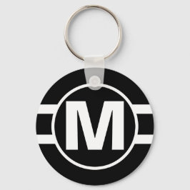 Mega Black Retro Monogrammed Sleutelhanger