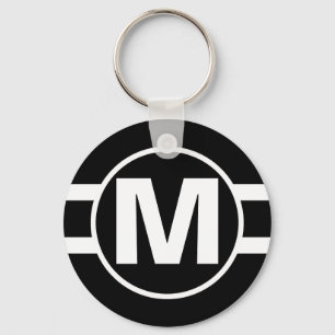 Mega Black Retro Monogrammed Sleutelhanger