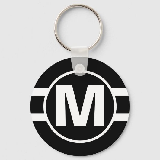 Mega Black Retro Monogrammed Sleutelhanger (Voorkant)