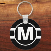 Mega Black Retro Monogrammed Sleutelhanger (Voorkant)