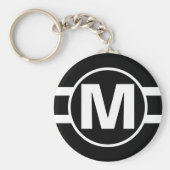 Mega Black Retro Monogrammed Sleutelhanger (Voorkant)