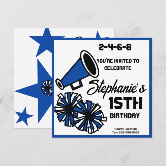 Mega Cheer uitnodiging: #1 Kaart (Voorkant / Achterkant)