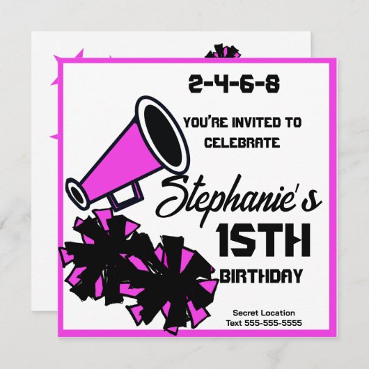 Mega Cheer uitnodiging: #3 Kaart (Voorkant / Achterkant)