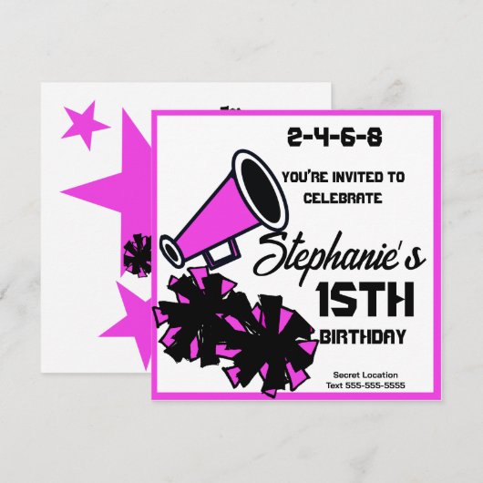 Mega Cheer uitnodiging: #4 Kaart (Voorkant / Achterkant)