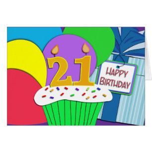 Mega Happy 21st Birthday Kaart