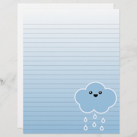 Mega Kawaii Cloud Drizzle Lined Stationery (Voorkant / Achterkant)