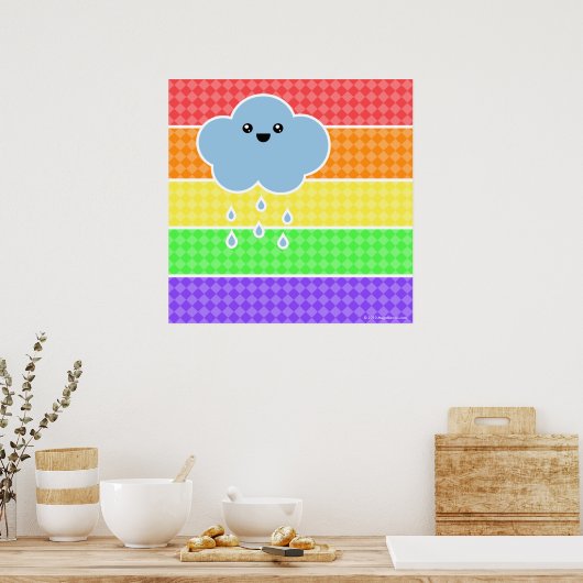Mega Kawaii Happy Cloud Rainbow-Poster Poster (Keuken)