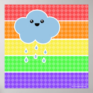 Mega Kawaii Happy Cloud Rainbow-Poster Poster
