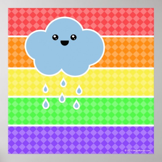Mega Kawaii Happy Cloud Rainbow-Poster Poster (Voorkant)