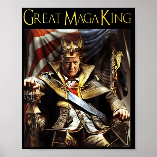 Mega King USA Flag Proud Ultra Maga Trump Poster (Voorkant)
