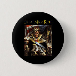 Mega King USA Flag Proud Ultra Maga Trump Ronde Button 5,7 Cm