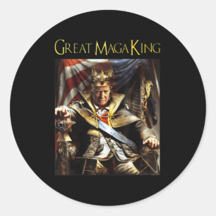 Mega King USA Flag Proud Ultra Maga Trump   Ronde Sticker