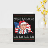 Mega La La Donald Trump Potus 47 Lelijke Kerst Kaart (Gele Bloem)