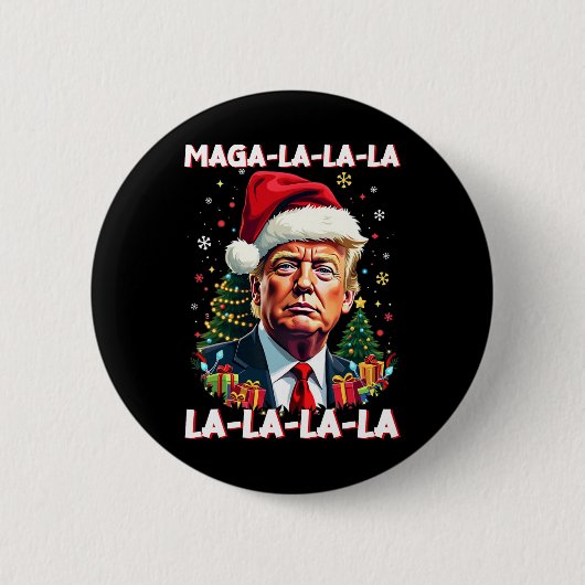 Mega La La Donald Trump Potus 47 Lelijke Kerst Ronde Button 5,7 Cm (Voorkant)