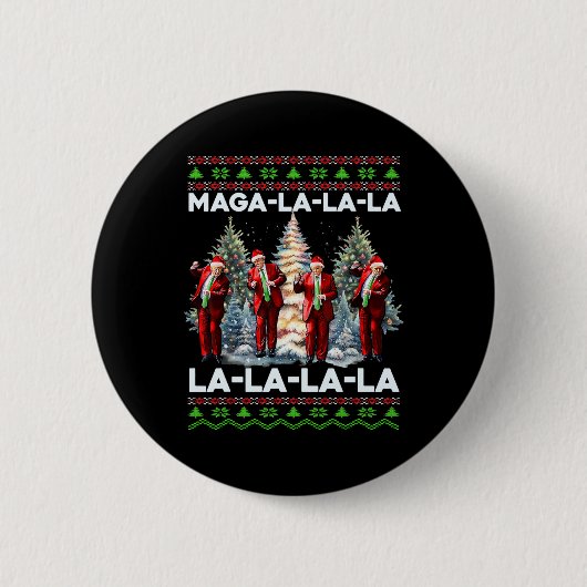 Mega La La Donald Trump Potus 47 Lelijke Kerst Ronde Button 5,7 Cm (Voorkant)