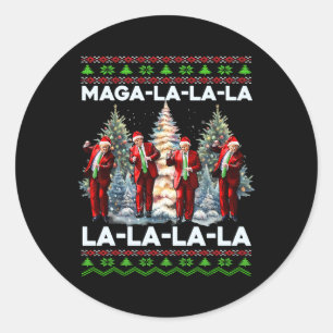 Mega La La Donald Trump Potus 47 Lelijke Kerst Ronde Sticker
