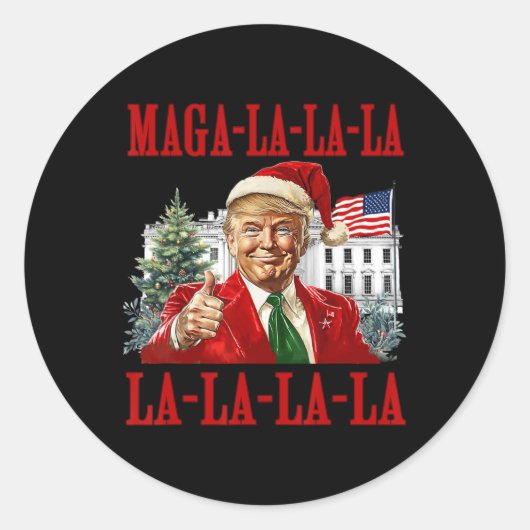 Mega La La Donald Trump Potus 47 Lelijke Kerst Ronde Sticker (Voorkant)