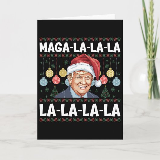 Mega La La La Donald Trump Potus 47 Ugly Christmas Kaart (Voorkant)
