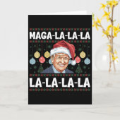 Mega La La La Donald Trump Potus 47 Ugly Christmas Kaart (Gele Bloem)