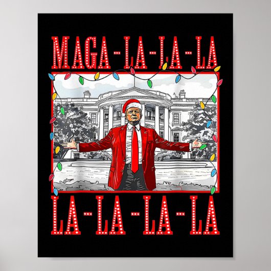 Mega La La La Kerstman Grappig Trump Xmas Paj Poster (Voorkant)
