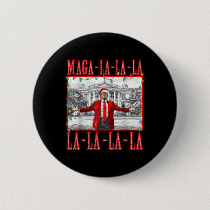 Mega La La La Kerstman Grappig Trump Xmas Paj Ronde Button 5,7 Cm