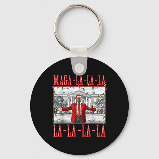 Mega La La La Kerstman Grappig Trump Xmas Paj Sleutelhanger (Voorkant)