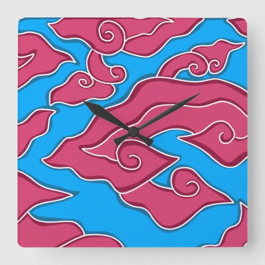 Mega Mendung Clocks Square Vierkante Klok (Voorkant)