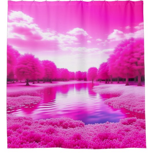 Mega Pink Forest Douchegordijn (Voorkant)