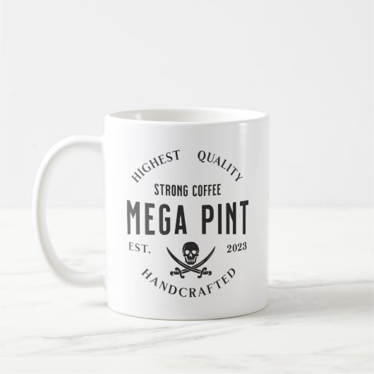 Mega Pint Sterke Pirate Koffie Schedel en Zwaarden Koffiemok (Links)