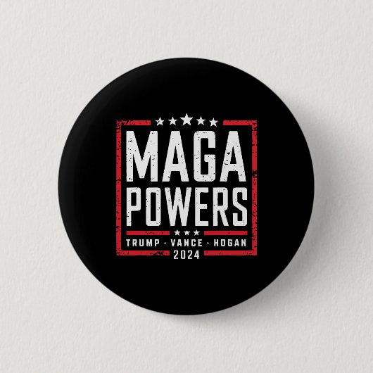 Mega Powers Trump Vance Hogan 2024 Patriottisch Gr Ronde Button 5,7 Cm (Voorkant)