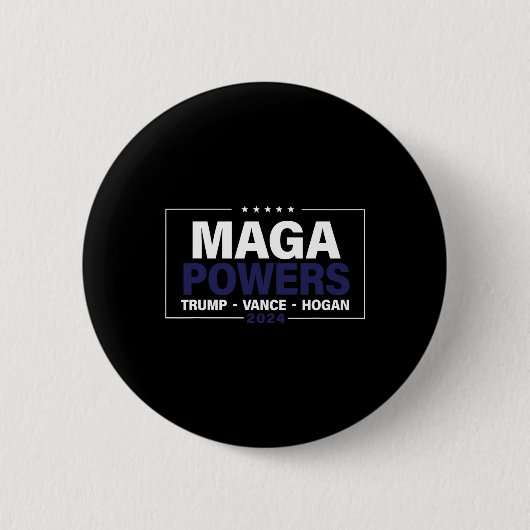Mega Powers Trump Vance Hogan 2024 Patriottisch Gr Ronde Button 5,7 Cm (Voorkant)