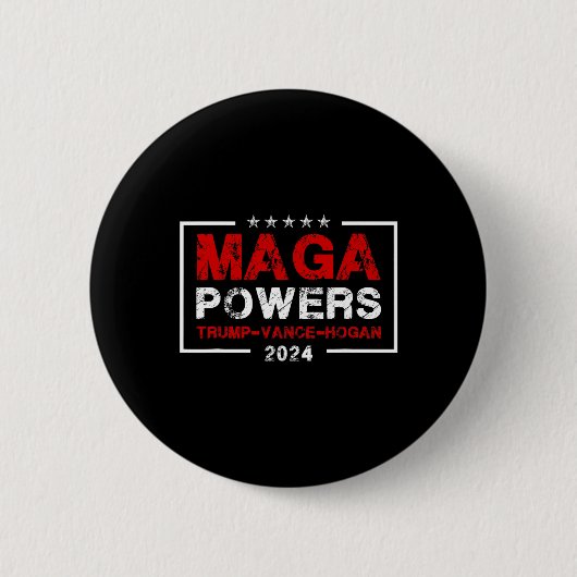 Mega Powers Trump Vance Hogan 2024 Patriottisch Gr Ronde Button 5,7 Cm (Voorkant)