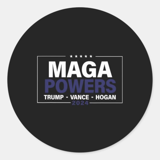 Mega Powers Trump Vance Hogan 2024 Patriottisch Gr Ronde Sticker (Voorkant)
