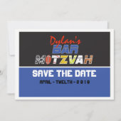 MEGA SPORTS Bar Bat Mitzvah sparen de Datum Save The Date (Voorkant)