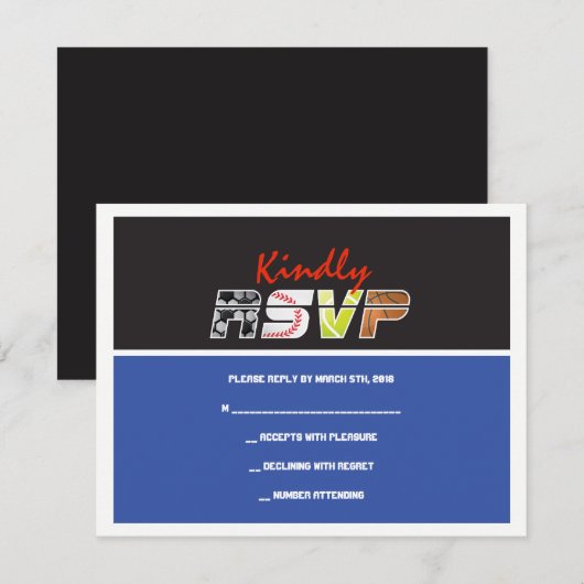 MEGA SPORTS Bar Bat Mitzvah Uitnodiging (Voorkant / Achterkant)