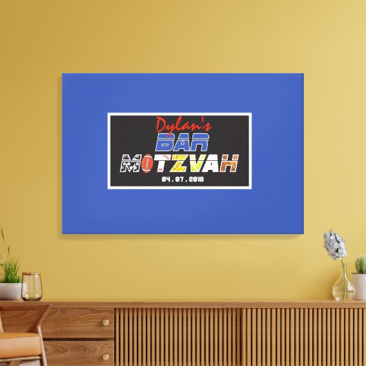 MEGA SPORTS Bar Bat Mitzvah Uitnodiging Canvas Afdruk (Insitu (Woonkamer))