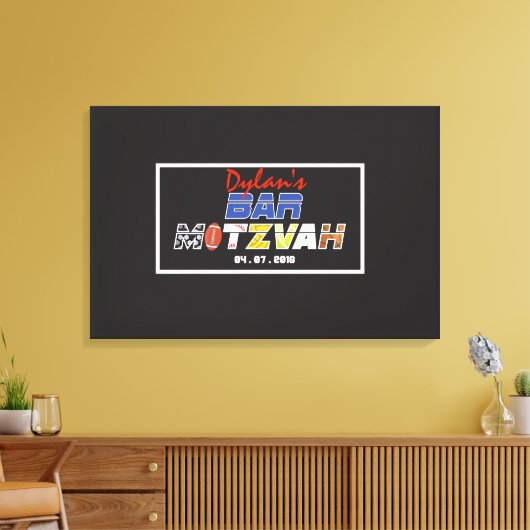 MEGA SPORTS Bar Bat Mitzvah Uitnodiging Canvas Afdruk (Insitu (Woonkamer))
