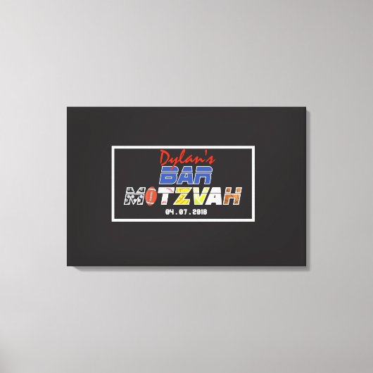 MEGA SPORTS Bar Bat Mitzvah Uitnodiging Canvas Afdruk (Voorkant)