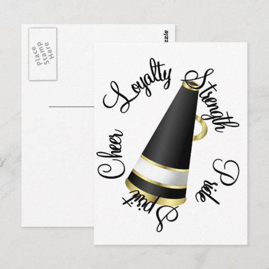 Megafone Cheer in zwart Briefkaart (Voorkant / Achterkant)